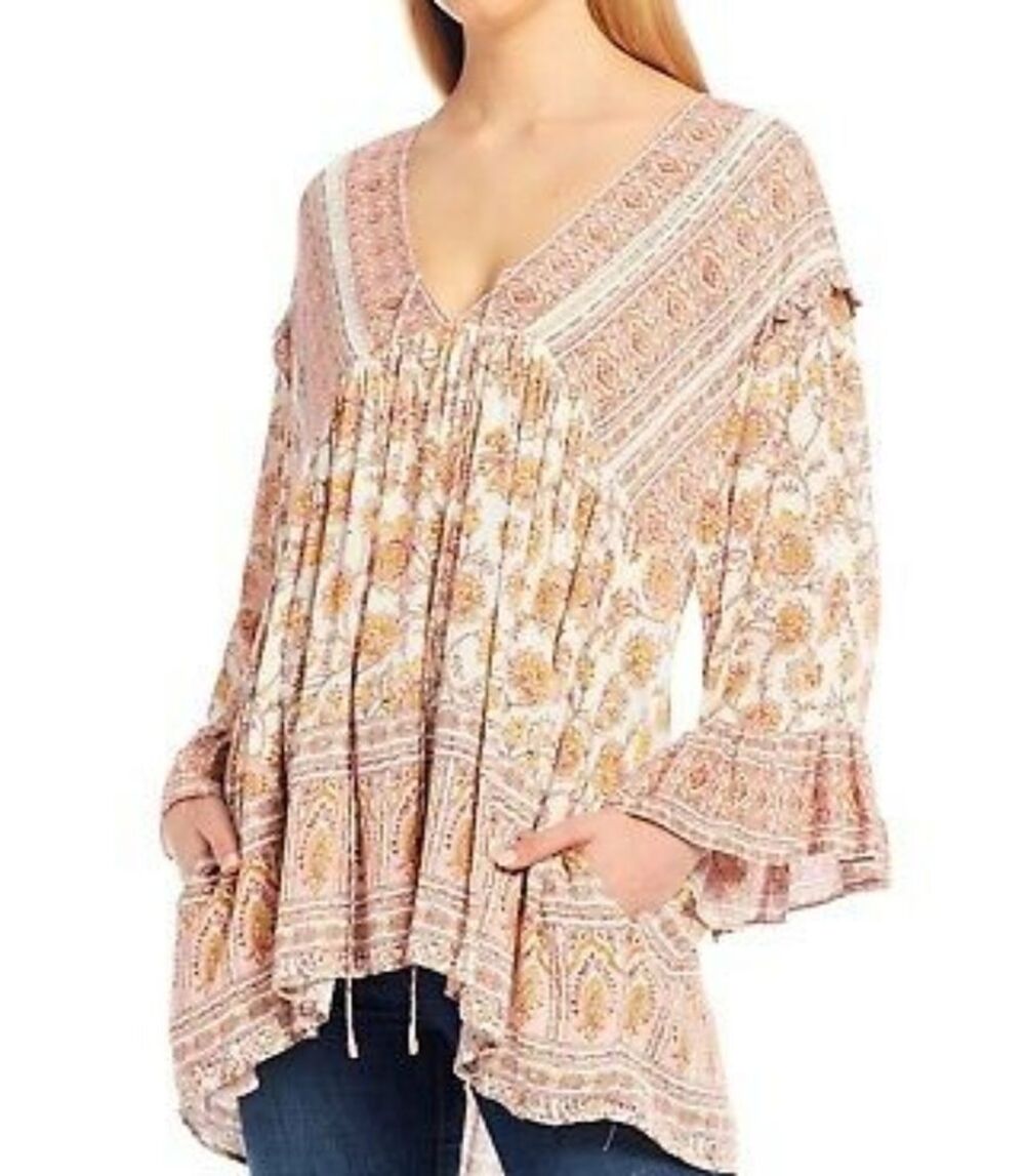 Free People Moonlight Dance floral printed tunic top medium